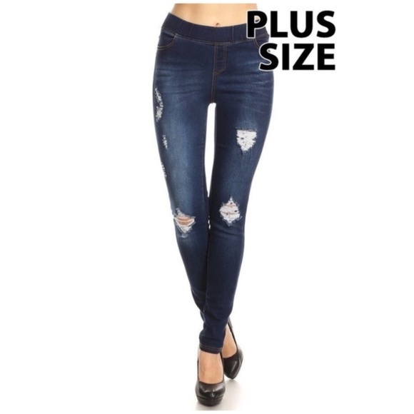 Distressed jean leggings 2XL !!Host Pick!! - Picture 2 of 3